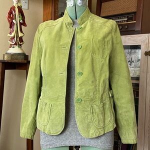 Vintage Y2K Lime-y Green Genuine Leather Suede Statement Jacket minimalist